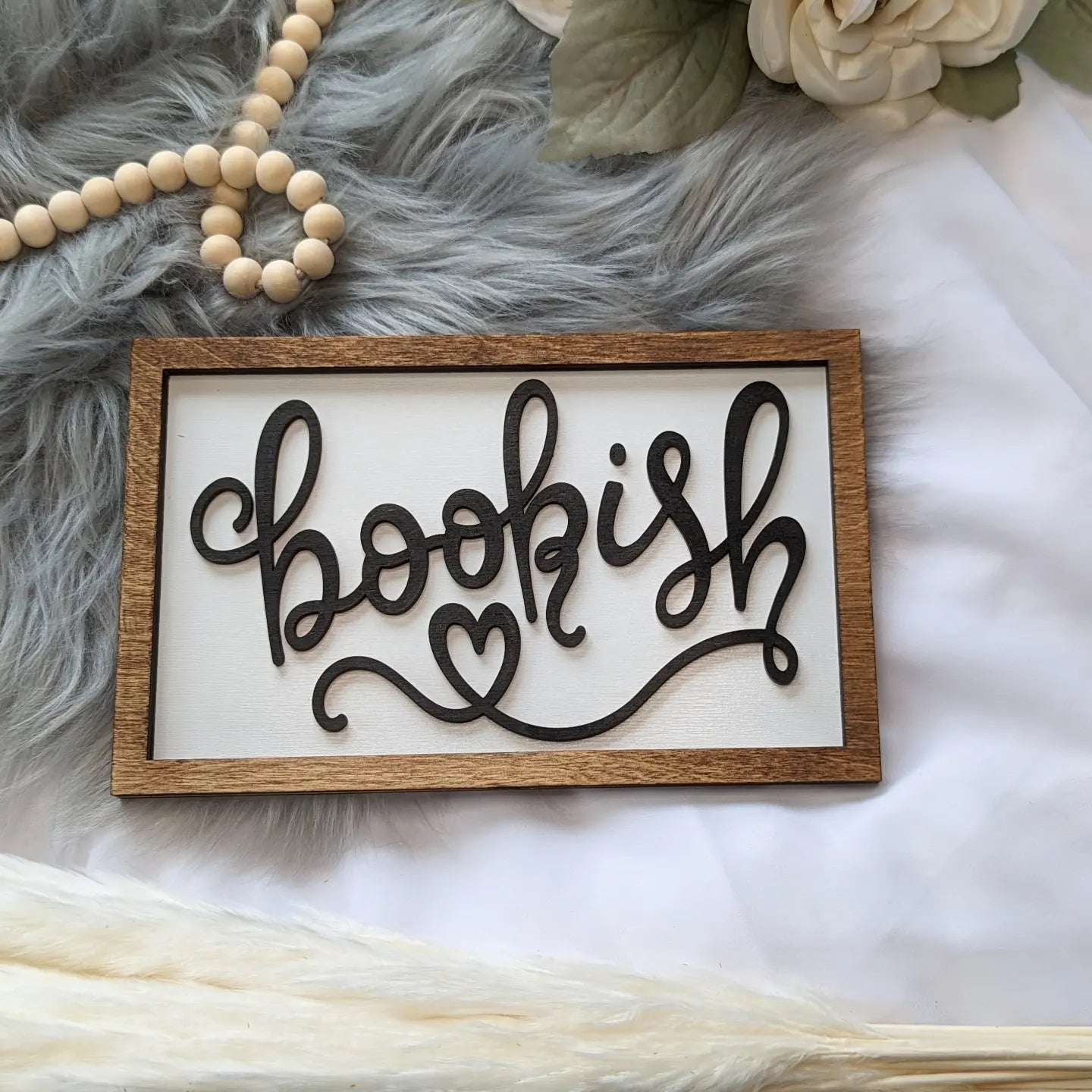 Bookish | Wooden Bookshelf Sign - Quill & Cauldron