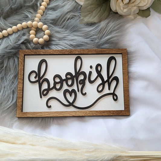Bookish | Wooden Bookshelf Sign - Quill & Cauldron
