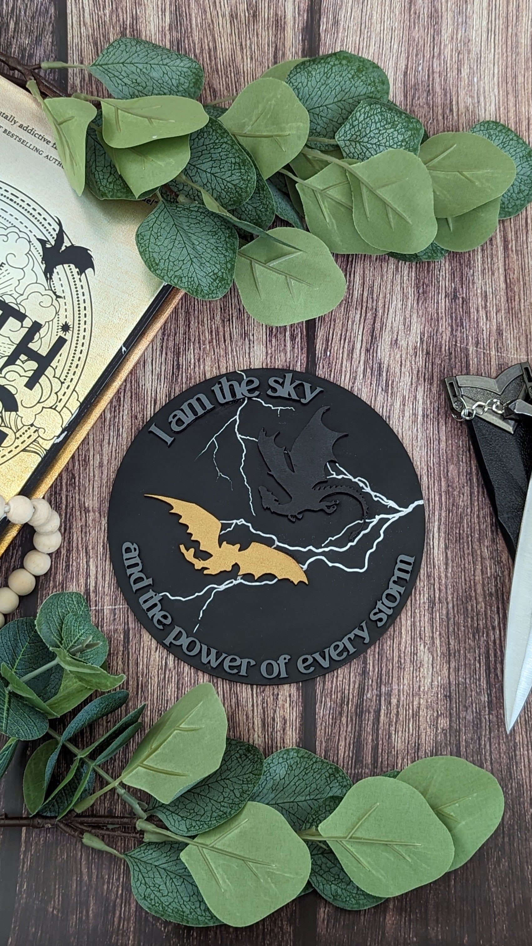 I am the sky | Licensed Fourth Wing Bookshelf Sign - Quill & Cauldron
