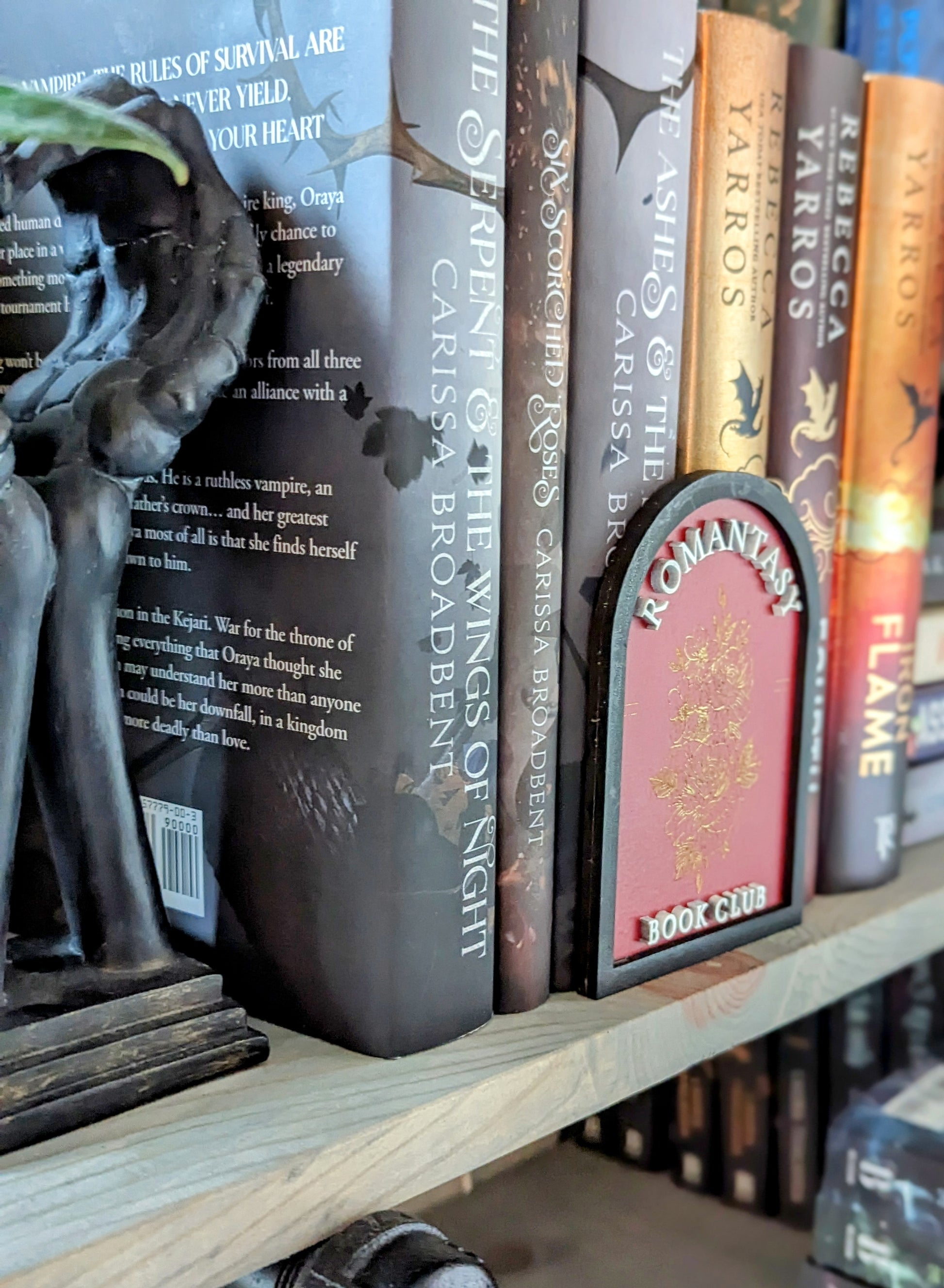 Romantasy Book Club | Wooden Bookshelf Sign - Quill & Cauldron