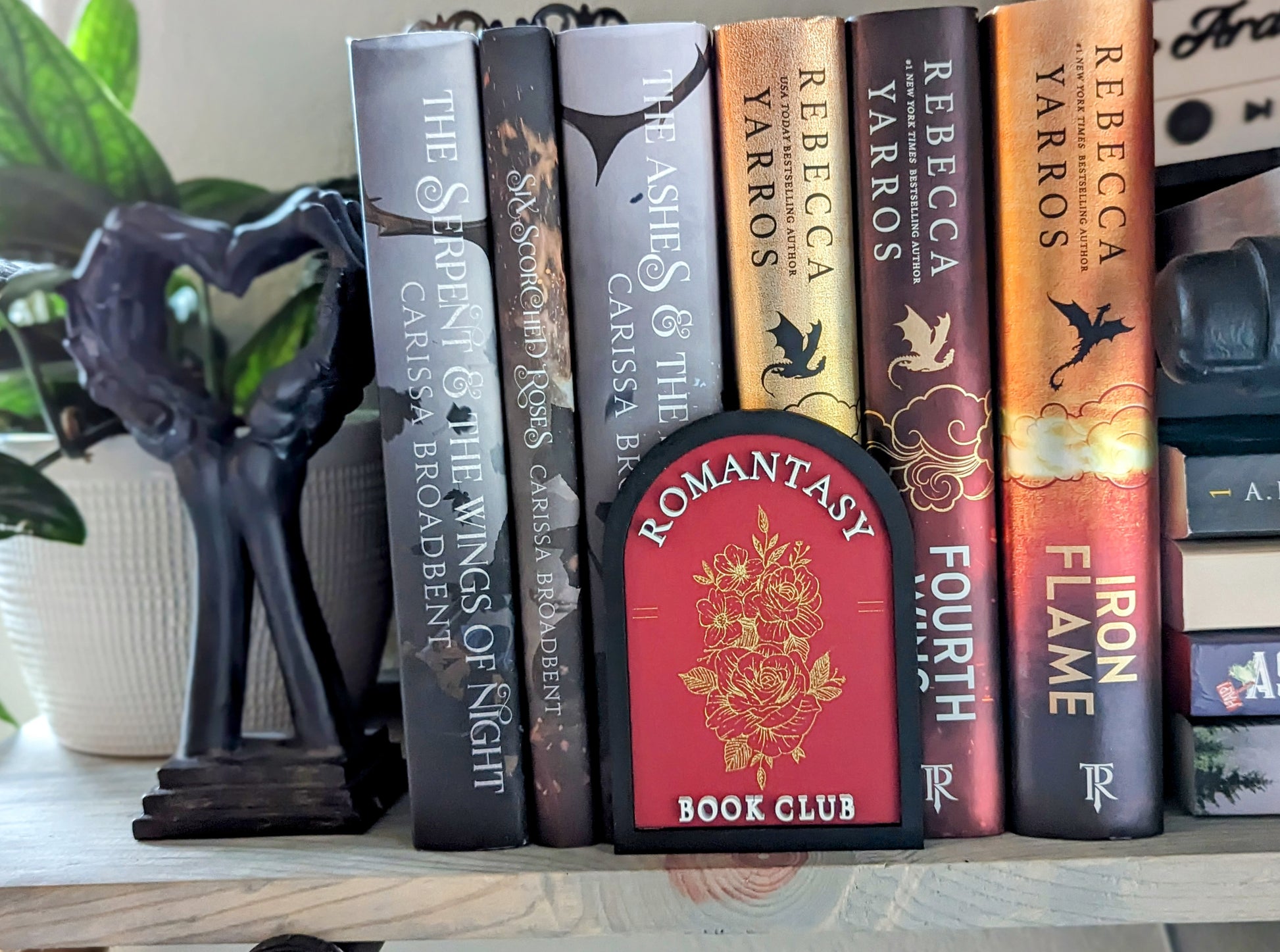 Romantasy Book Club | Wooden Bookshelf Sign - Quill & Cauldron