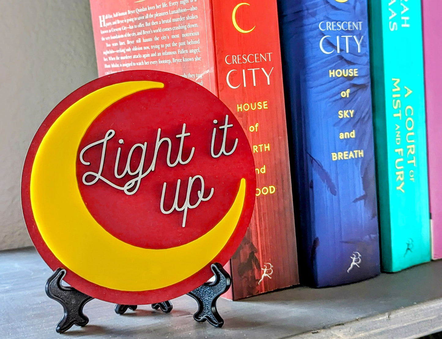 Light it up | Licensed Crescent City Bookshelf Sign - Quill & Cauldron