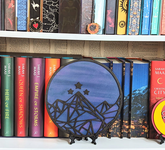 Giant City of Starlight Night Court Insignia, A Court of Thorns and Roses, Officially Licensed Sarah J Maas Bookshelf Sign - Shelf Sitter