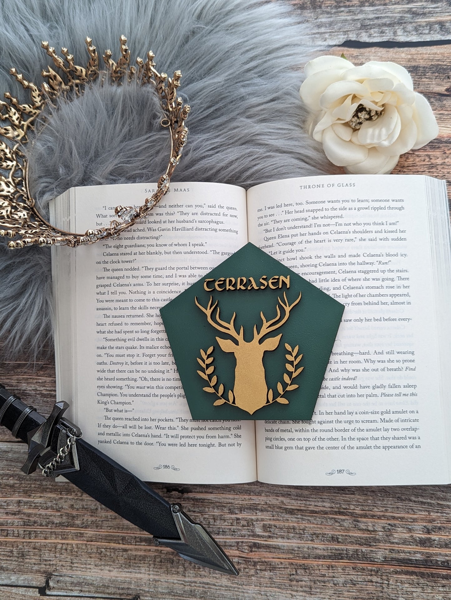 Terrasen | Licensed Throne of Glass Bookshelf Sign - Quill & Cauldron