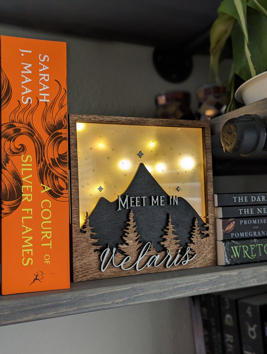 Meet Me In Velaris Officially Licensed ACOTAR Lighted Bookshelf Sign - Quill & Cauldron