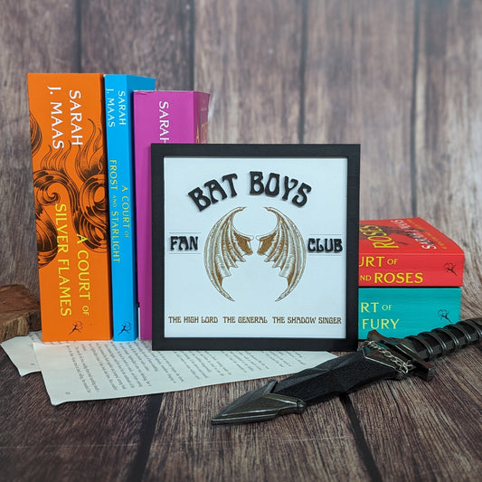 Bat Boys Fan Club | Licensed ACOTAR Bookshelf Sign - Quill & Cauldron