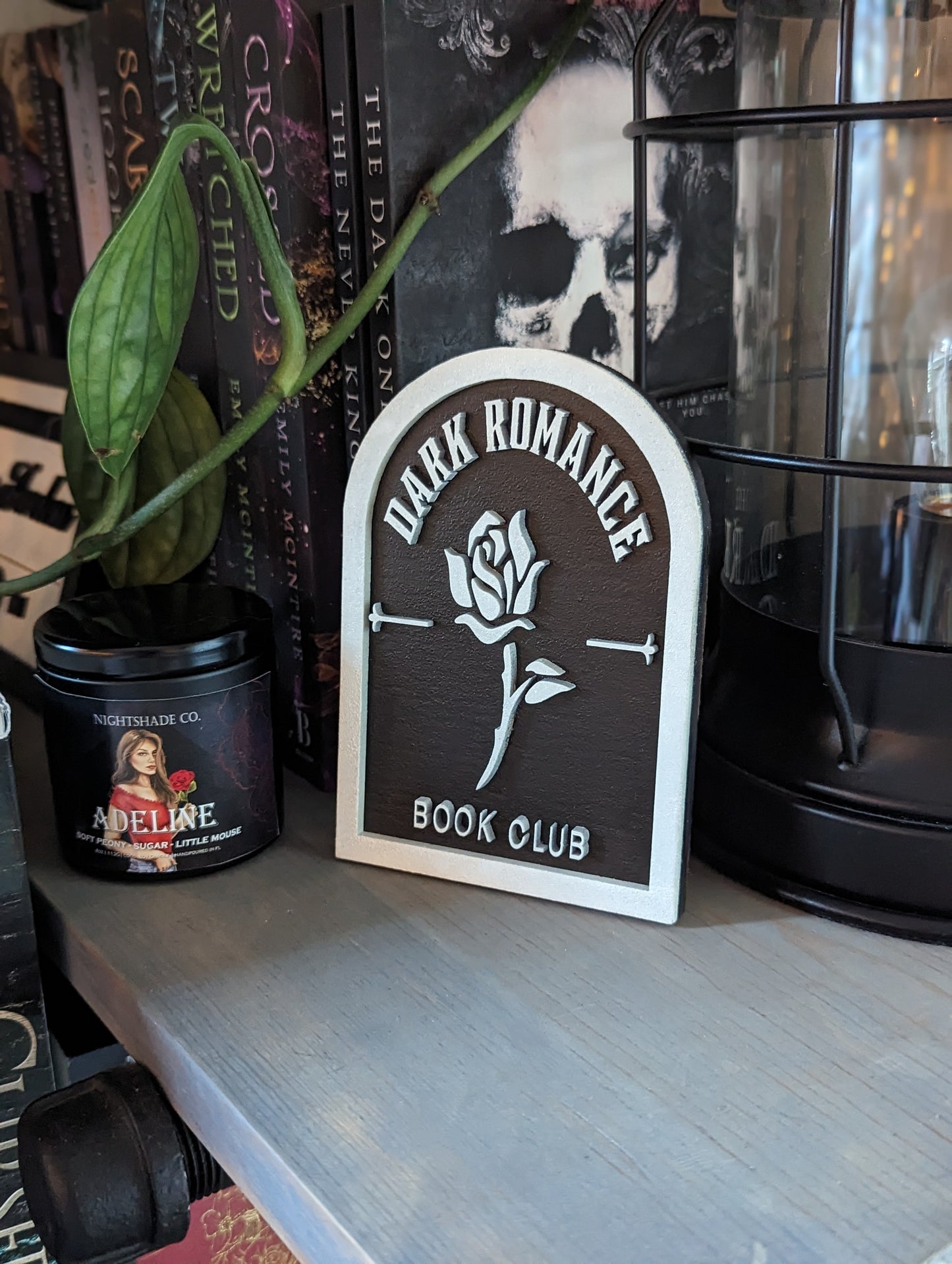 Dark Romance Book Club | Wooden Bookshelf Sign - Quill & Cauldron