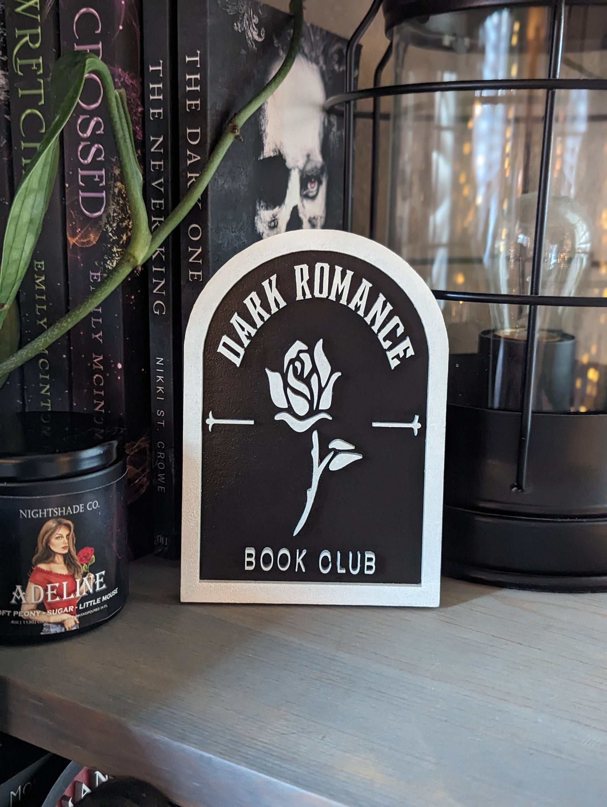 Dark Romance Book Club | Wooden Bookshelf Sign - Quill & Cauldron