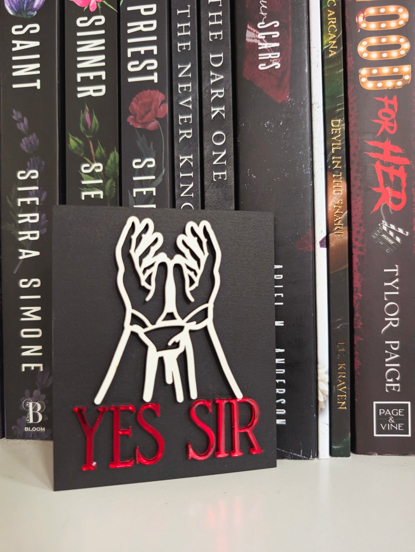 Yes Sir Bookshelf Sign
