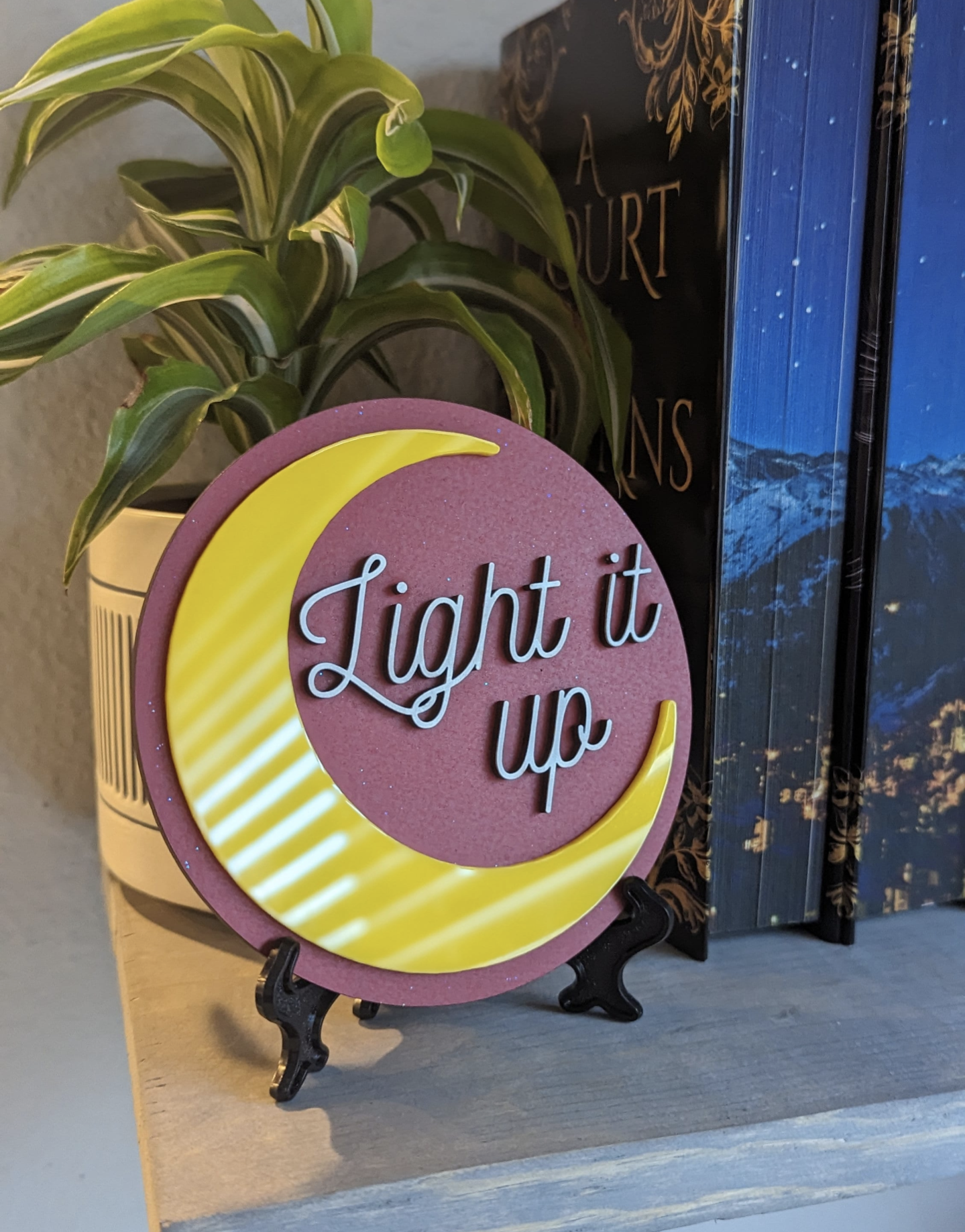 Light it up | Licensed Crescent City Bookshelf Sign - Quill & Cauldron