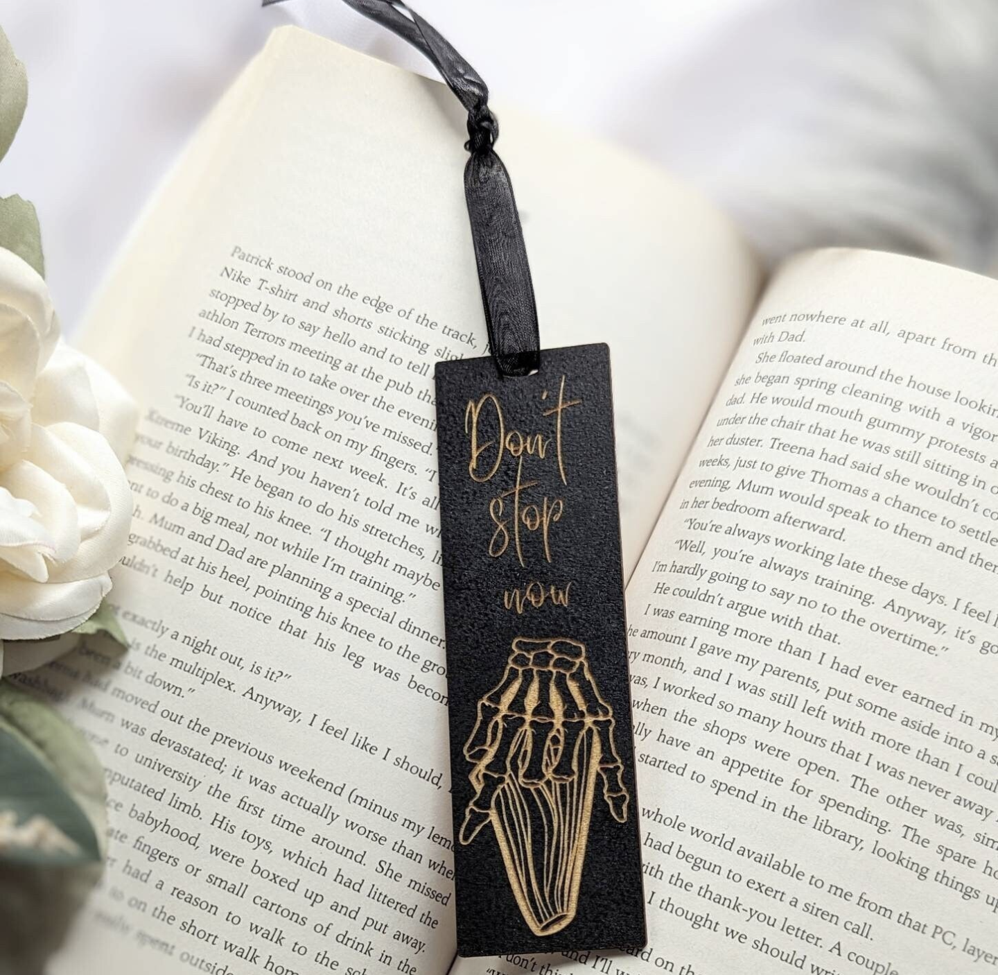 Don't Stop Now Engraved Wooden Bookmark - Quill & Cauldron