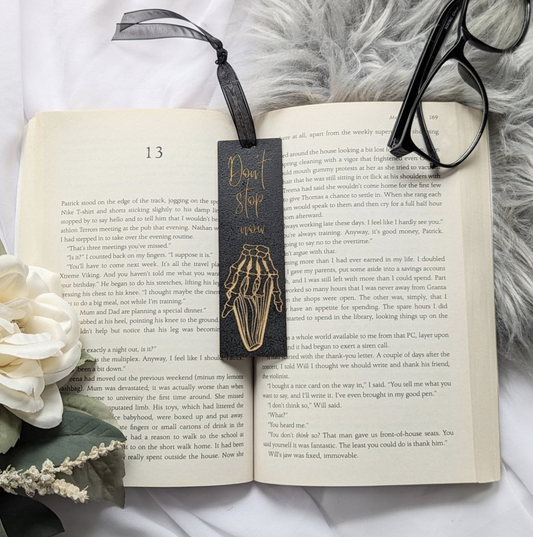 Don't Stop Now Engraved Wooden Bookmark - Quill & Cauldron