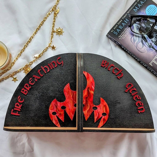 RTD Preorder Fire Breathing Bitch Queen Bookends | Licensed Throne of Glass - Quill & Cauldron