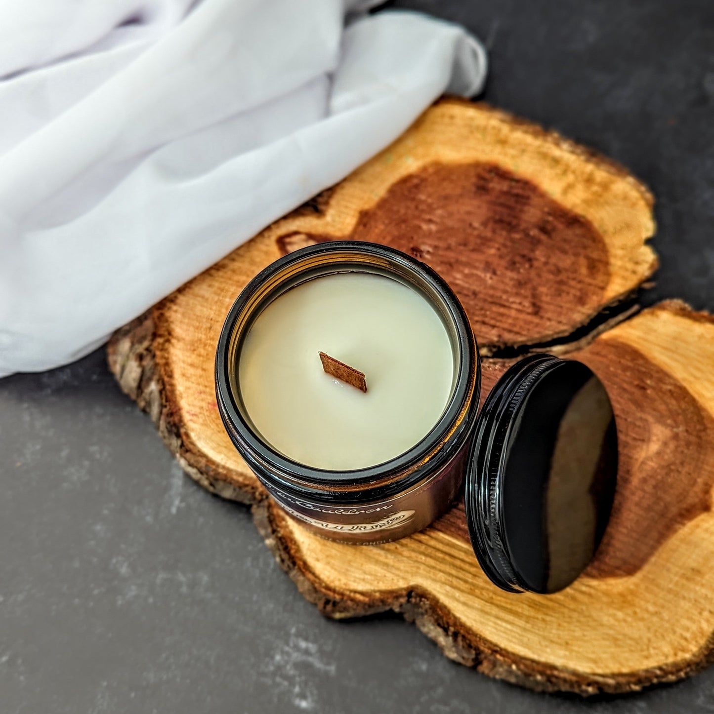 Coffee and Chronicles 8oz Wood Wick Soy Candle - Quill & Cauldron