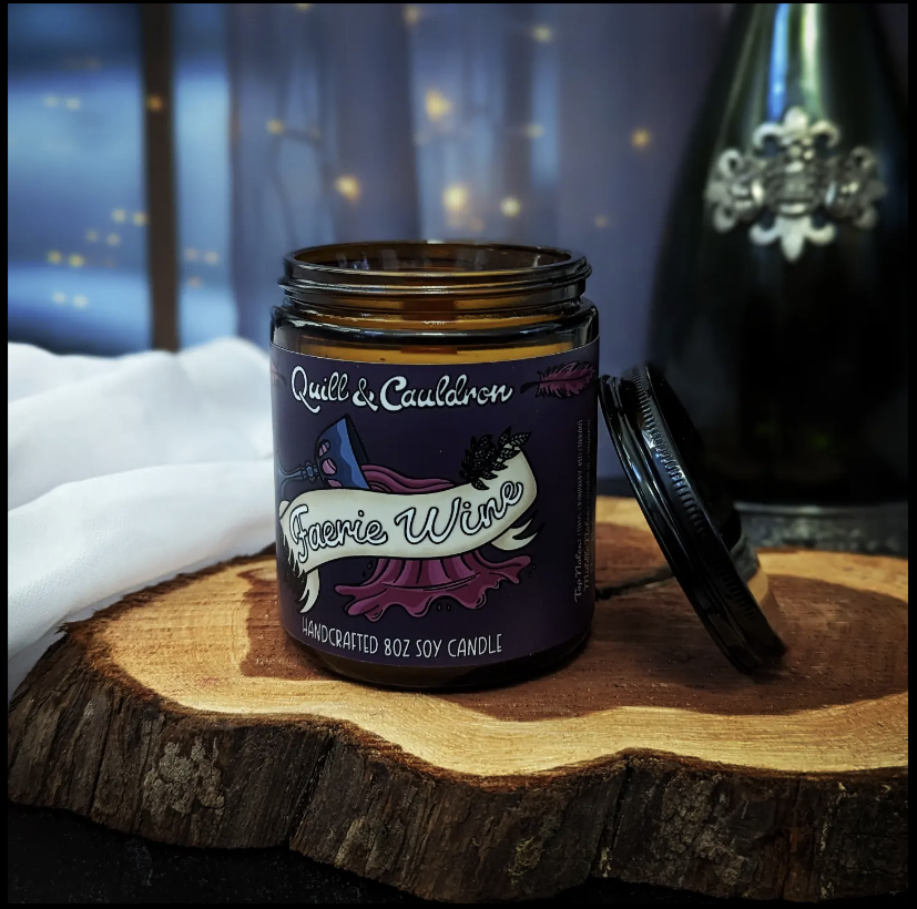 Faerie Wine 8oz Wood Wick Soy Candle - Quill & Cauldron