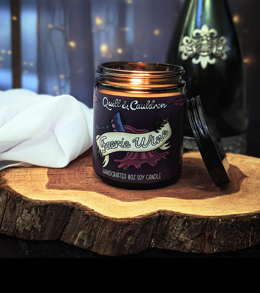 Faerie Wine 8oz Wood Wick Soy Candle - Quill & Cauldron