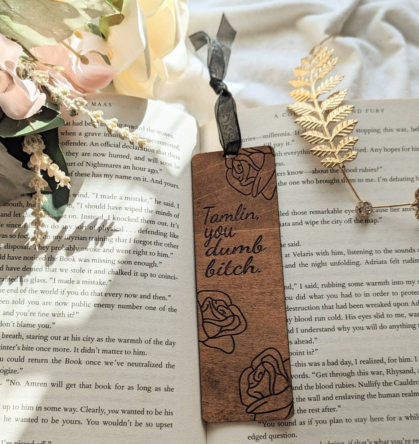 Tamlin You Dumb Bitch | Engraved Wooden Bookmark - Quill & Cauldron