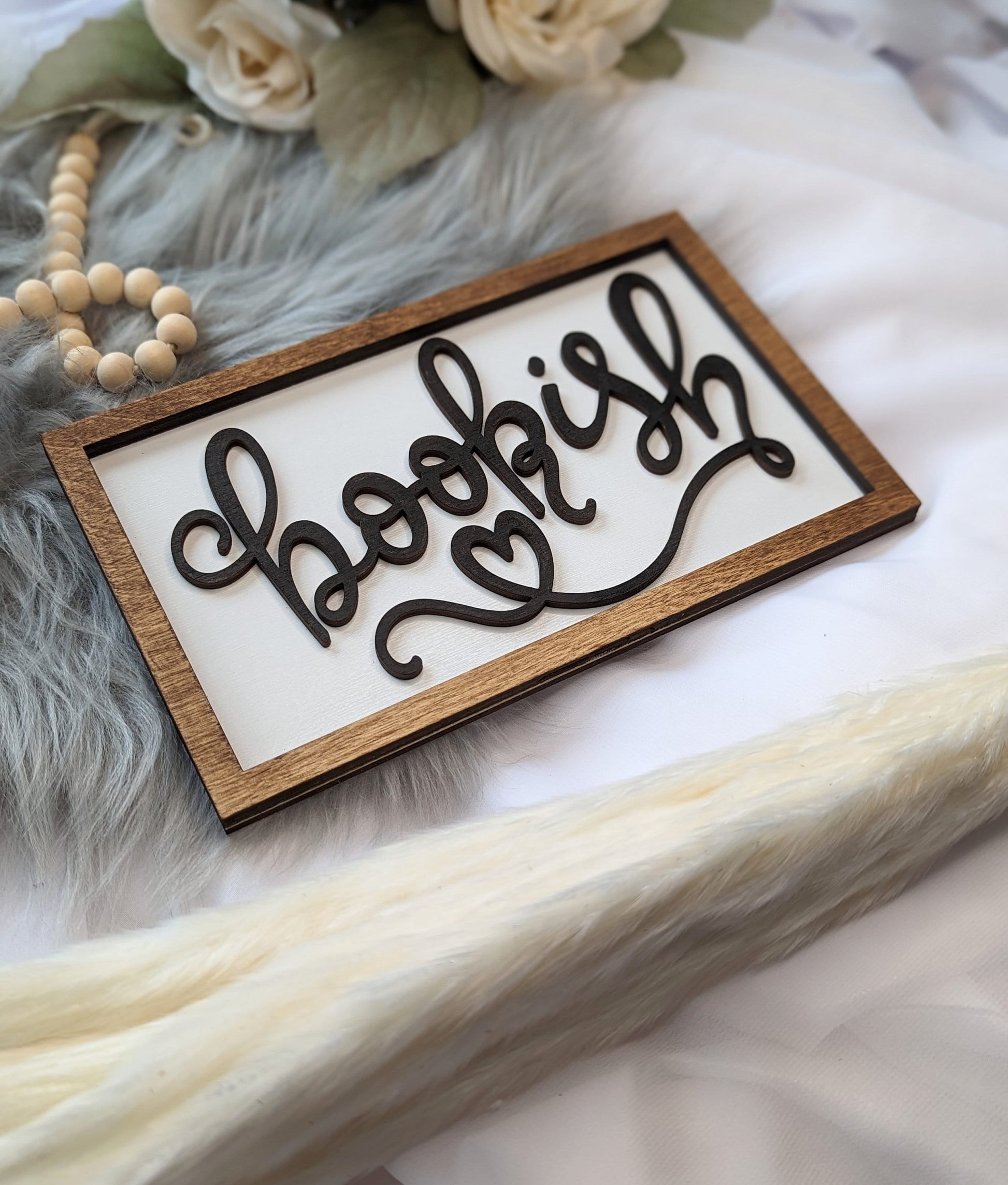 Bookish | Wooden Bookshelf Sign - Quill & Cauldron