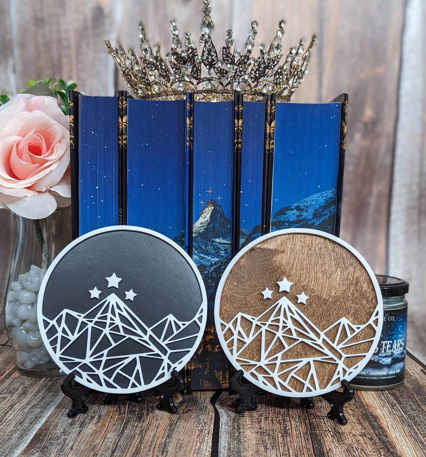 City of Starlight Night Court Insignia, A Court of Thorns and Roses, Officially Licensed Sarah J Maas Bookshelf Sign - Shelf Sitter - Quill & Cauldron