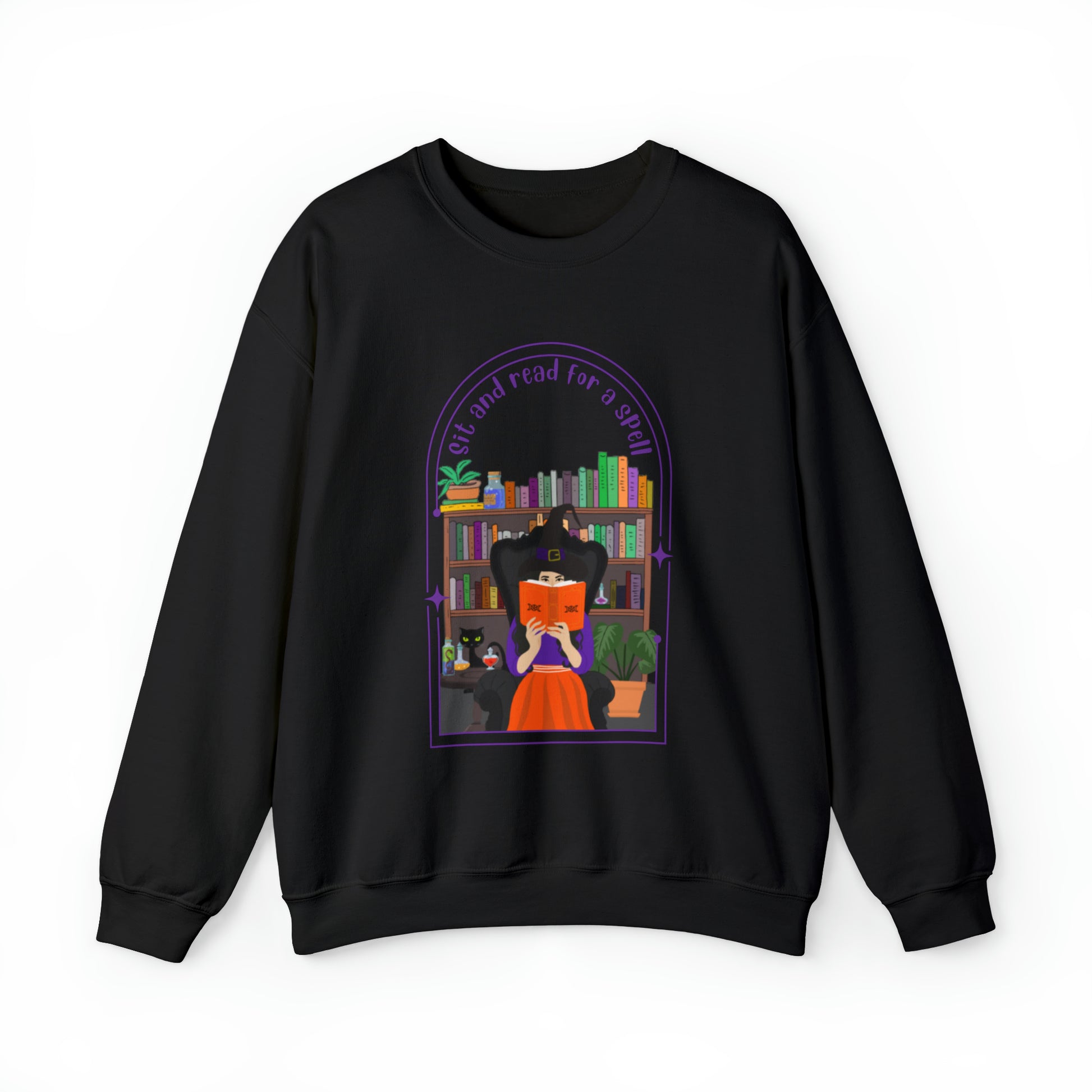 Sit and Read for a Spell Unisex Heavy Blend Crewneck Sweatshirt - Quill & Cauldron