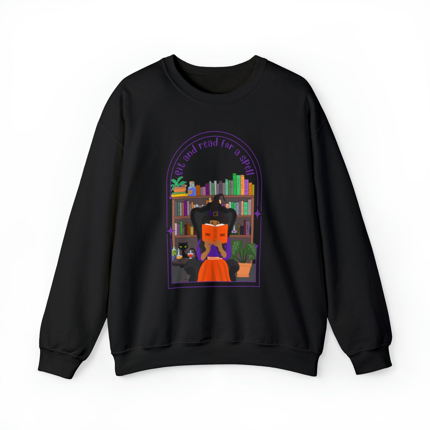 Sit and Read for a Spell Unisex Heavy Blend Crewneck Sweatshirt - Quill & Cauldron