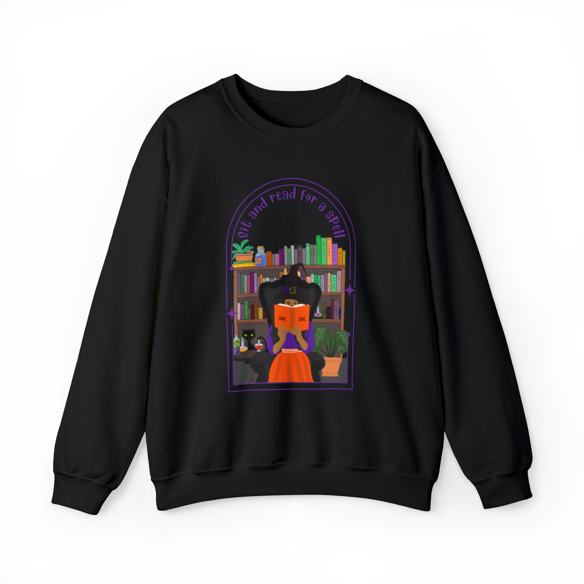 Sit and Read for a Spell Unisex Heavy Blend Crewneck Sweatshirt - Quill & Cauldron