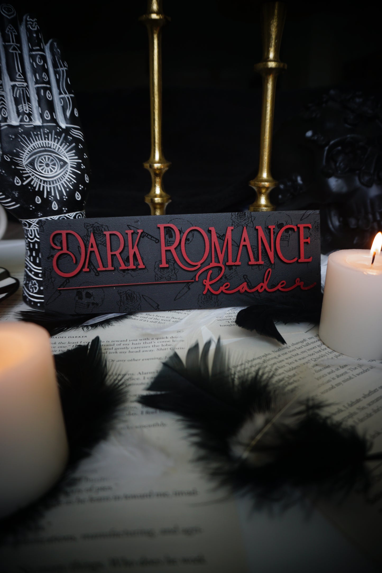 Dark Romance Reader Bookshelf Sign