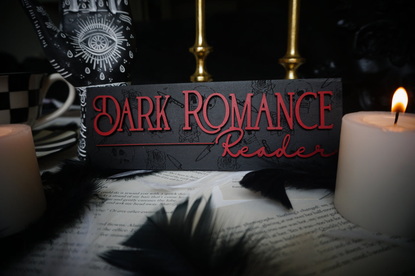 Dark Romance Reader Bookshelf Sign