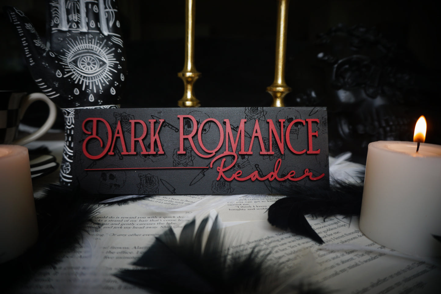 Dark Romance Reader Bookshelf Sign