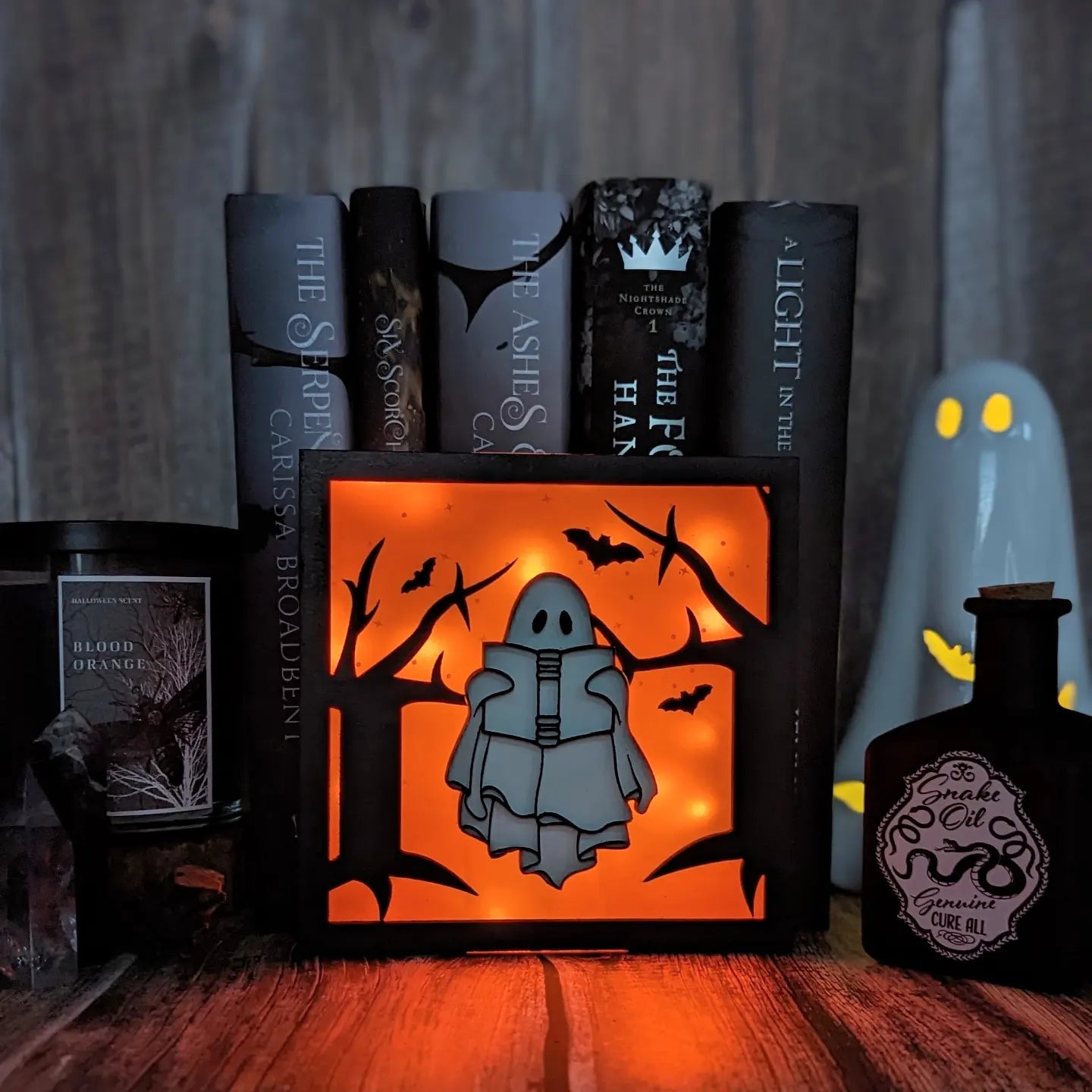 Reading Ghostie light up shelf sign - Quill & Cauldron