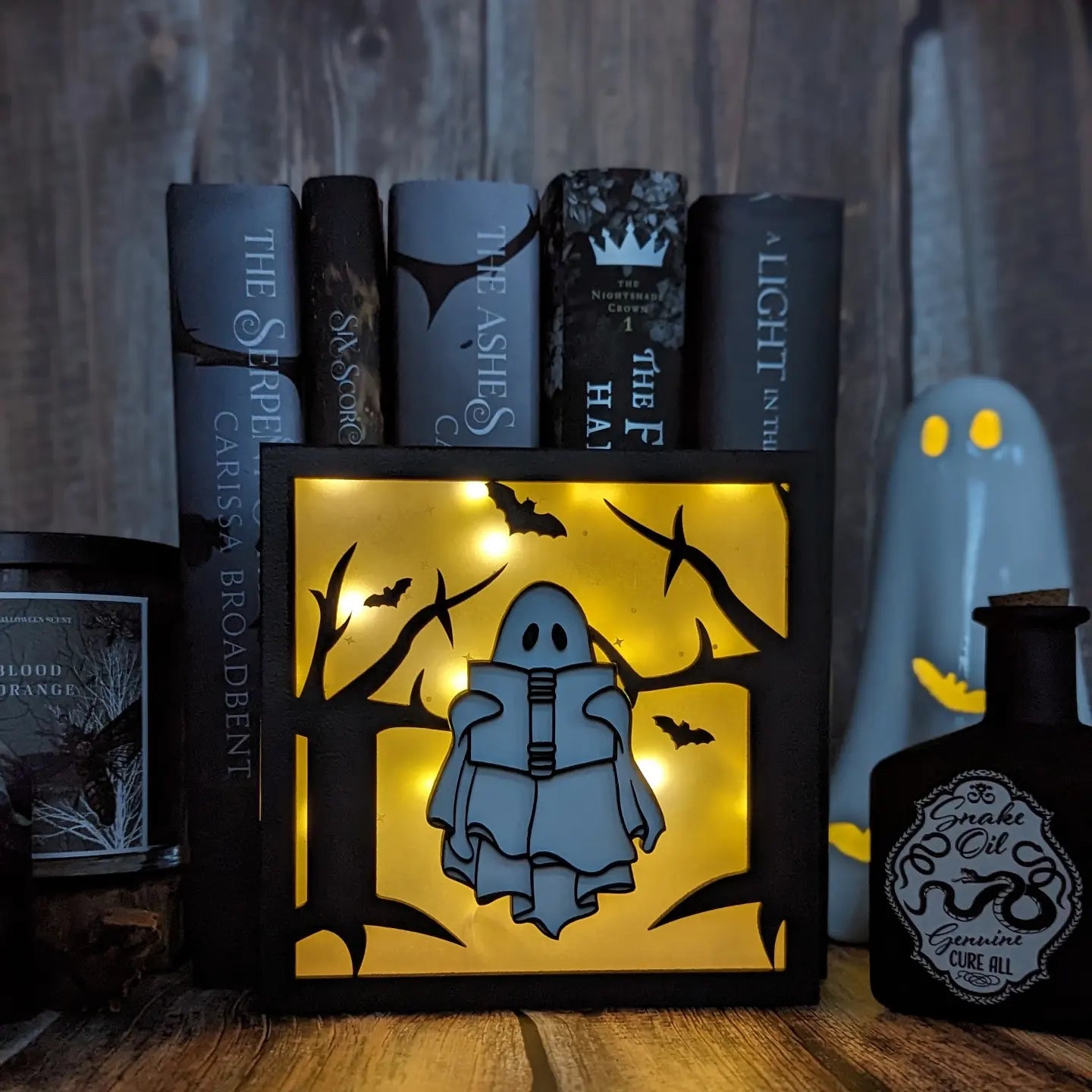 Reading Ghostie light up shelf sign - Quill & Cauldron