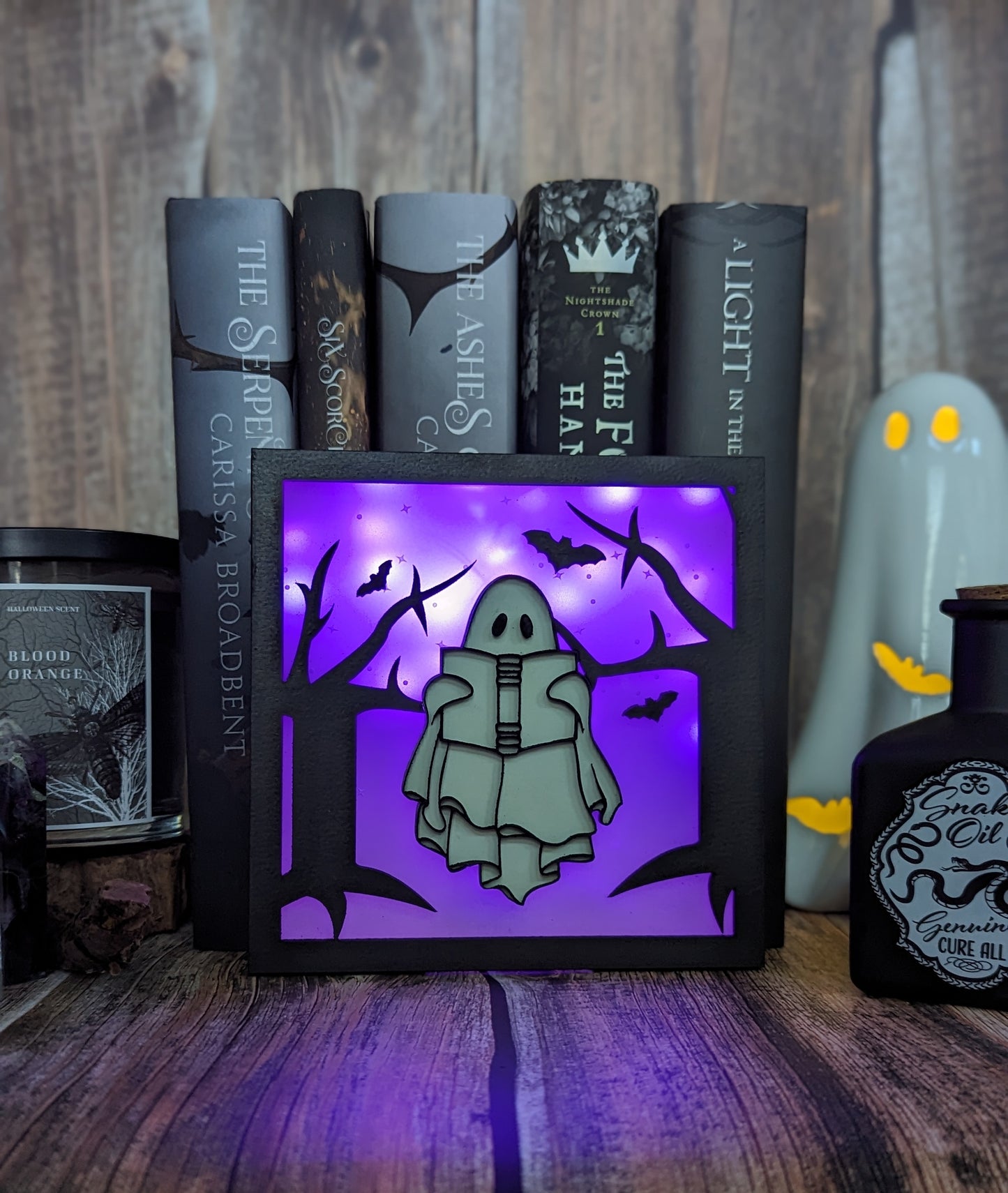 Reading Ghostie light up shelf sign - Quill & Cauldron