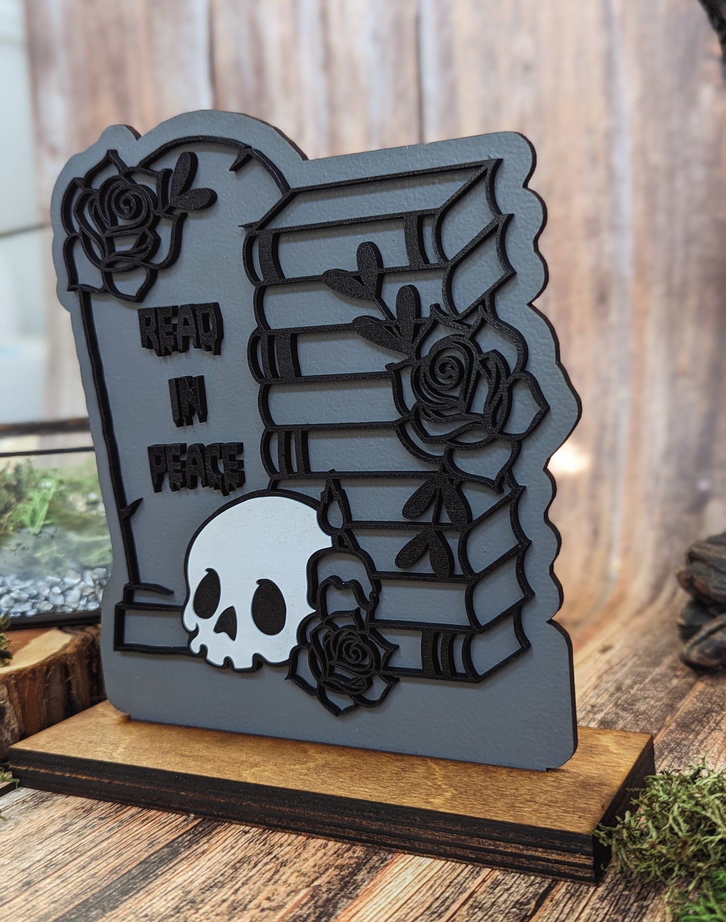 Read in Peace Spooky Collection Bookshelf Sign - Quill & Cauldron