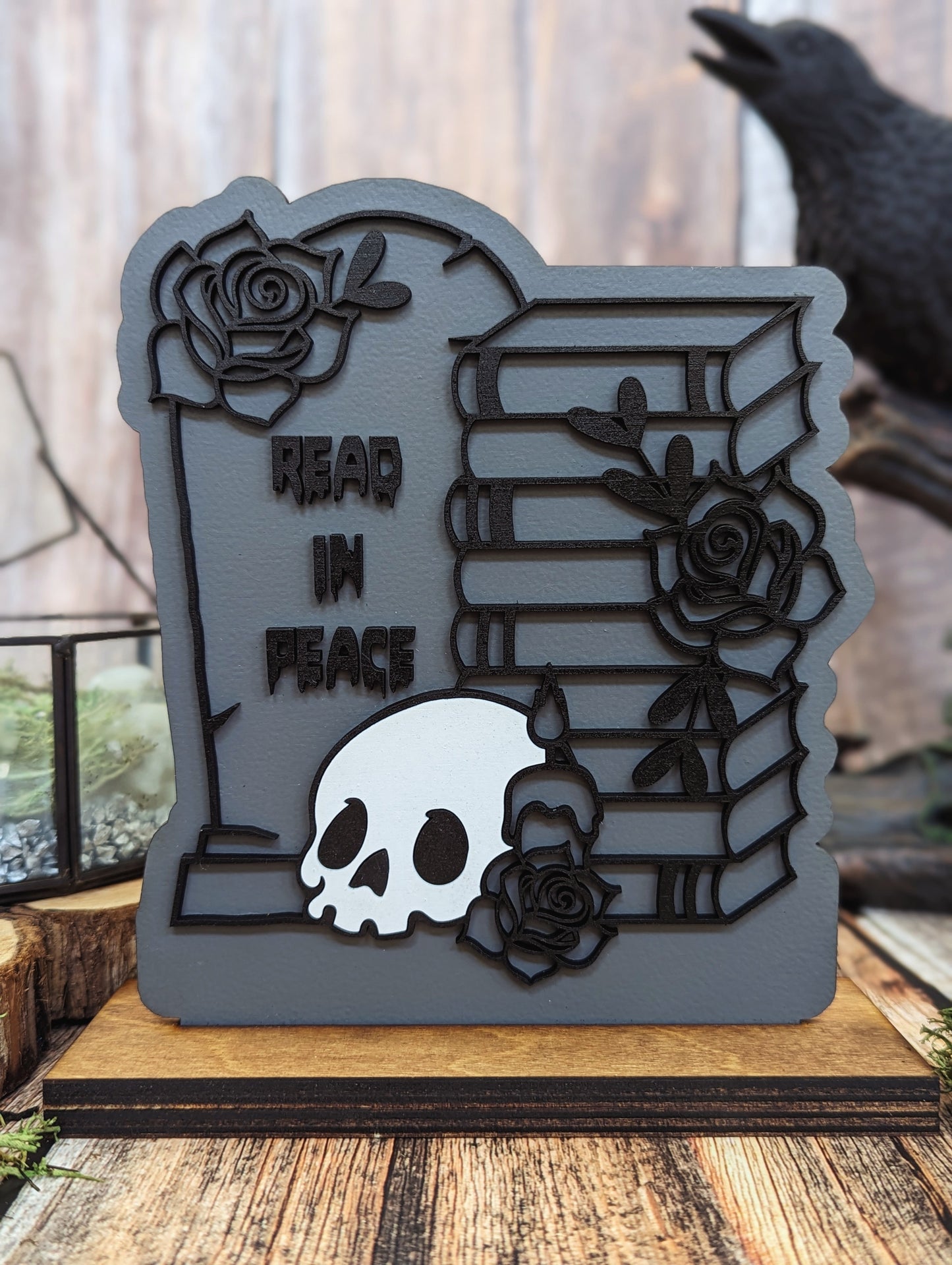 Read in Peace Spooky Collection Bookshelf Sign - Quill & Cauldron