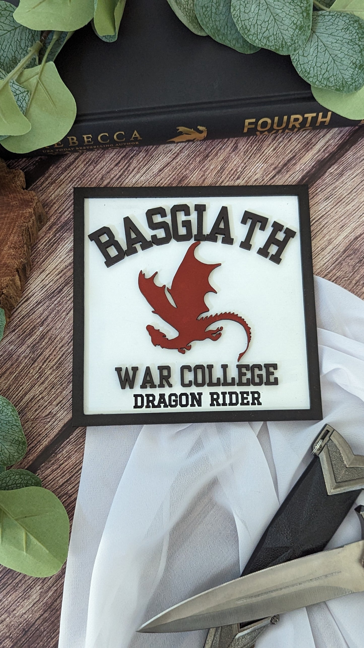 Basgiath War College Choose your Dragon | Licensed Fourth Wing Bookshelf Sign - Quill & Cauldron