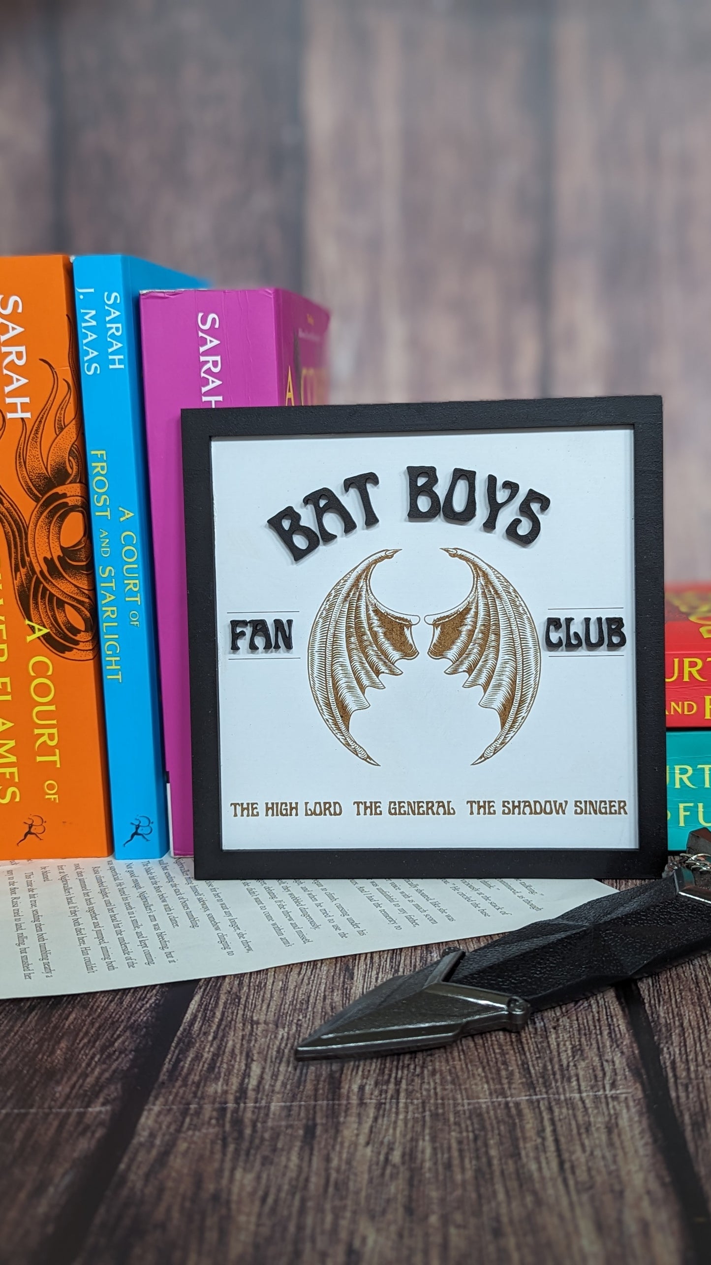 Bat Boys Fan Club | Licensed ACOTAR Bookshelf Sign - Quill & Cauldron