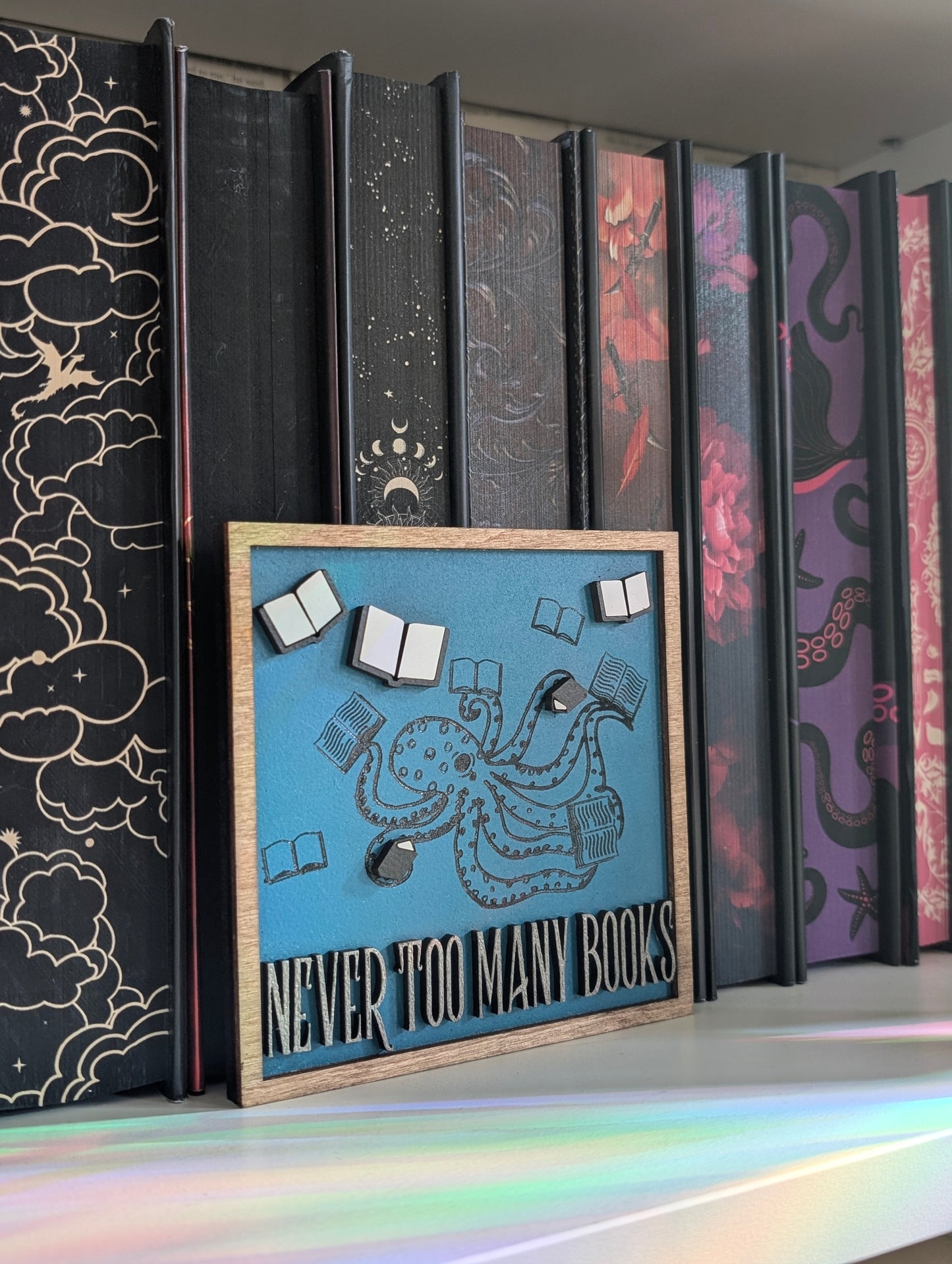 Never Too Many Books | Wooden Bookshelf Sign
