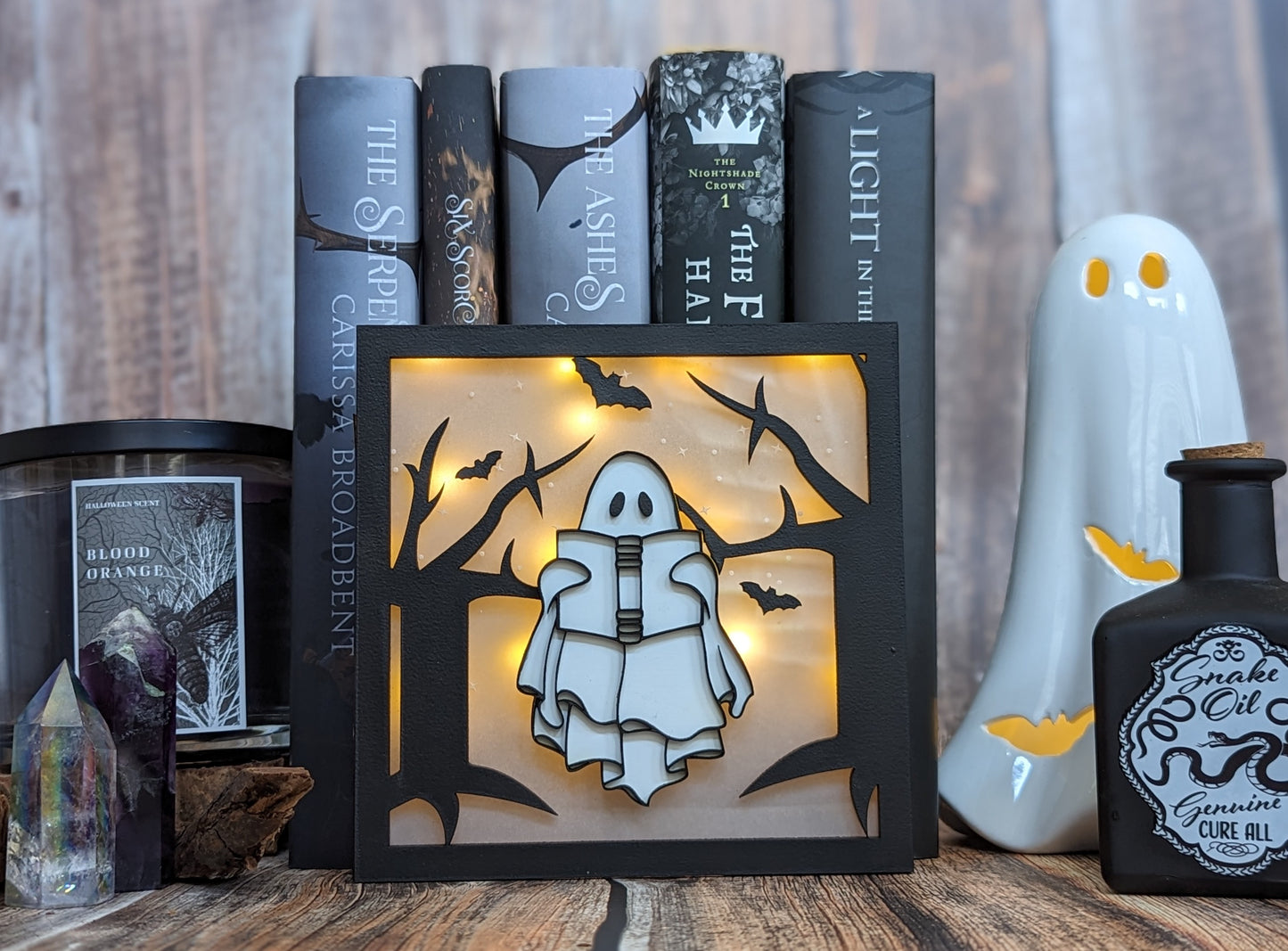 Reading Ghostie light up shelf sign - Quill & Cauldron