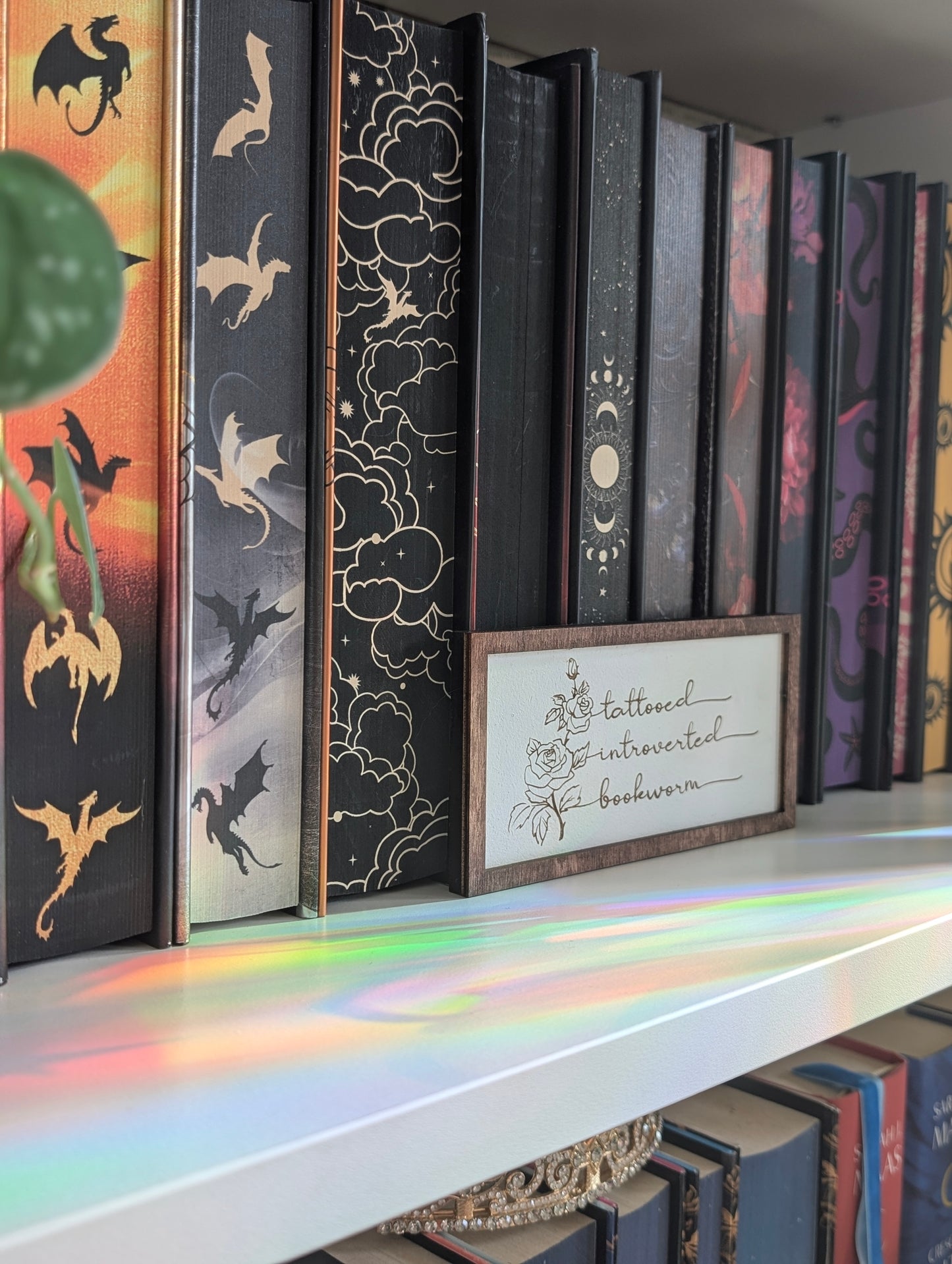 Tattooed Introverted Bookworm | Wooden Bookshelf Sign