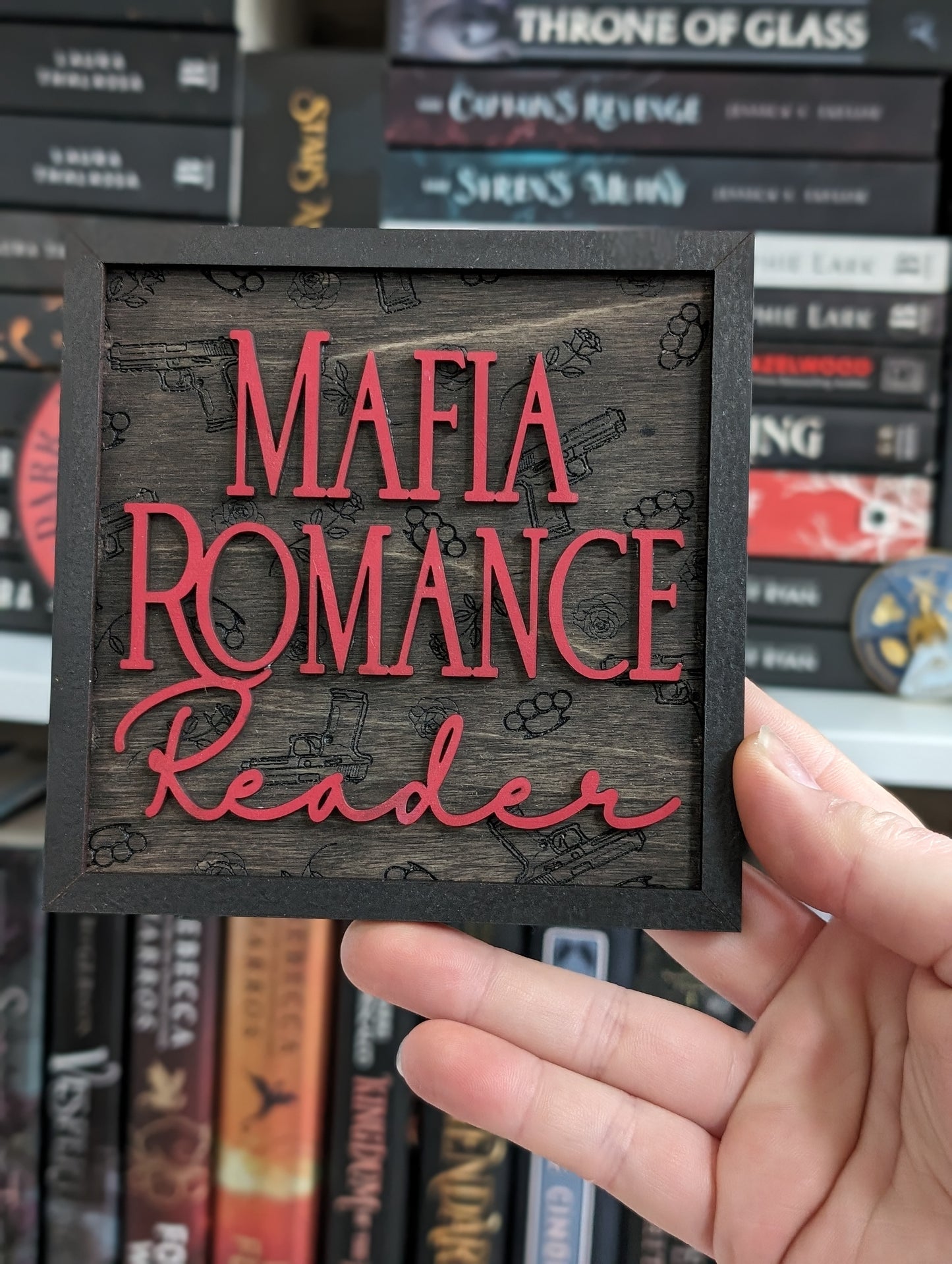 Mafia Romance Reader | Wooden Bookshelf Sign