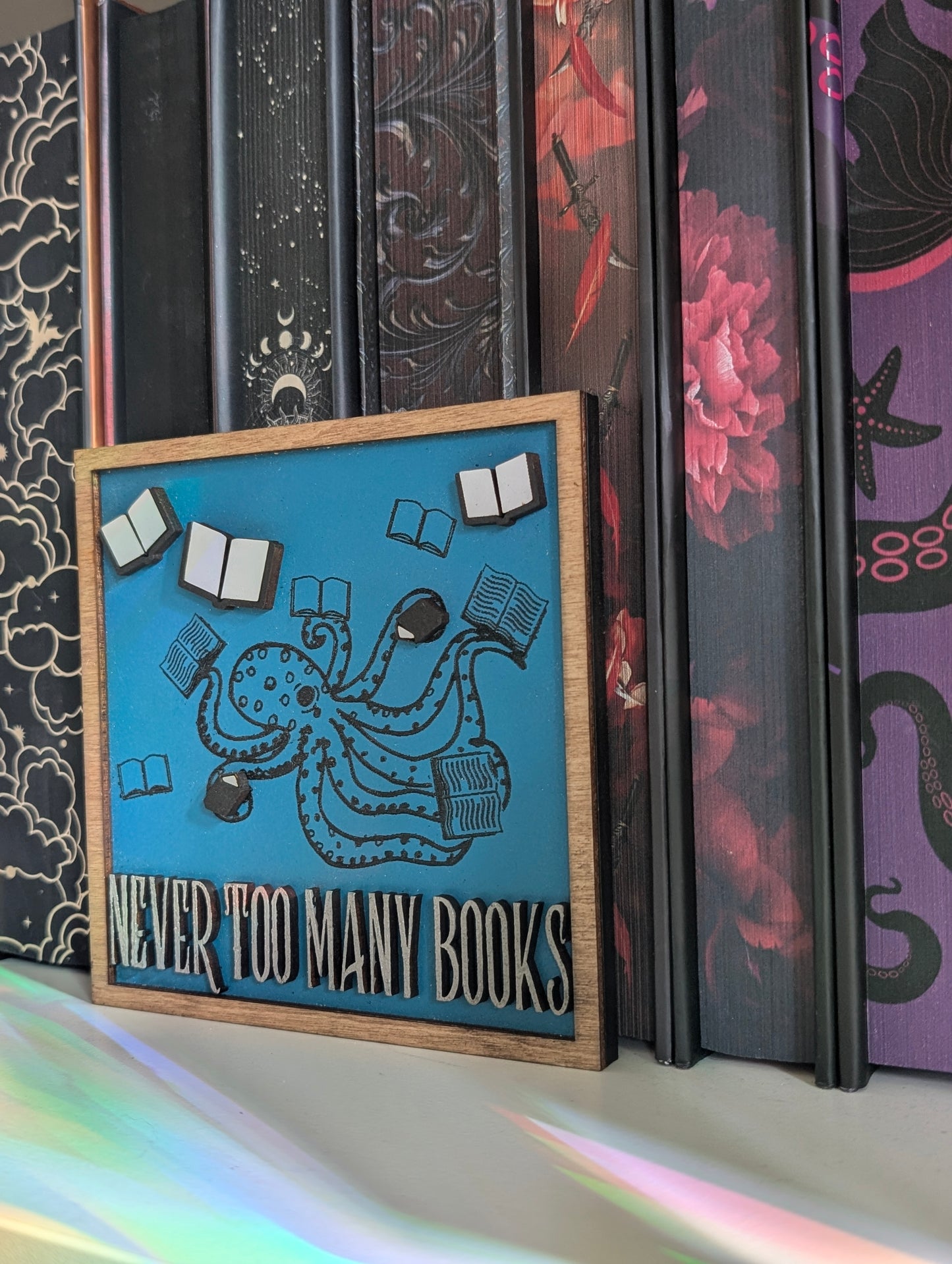 Never Too Many Books | Wooden Bookshelf Sign