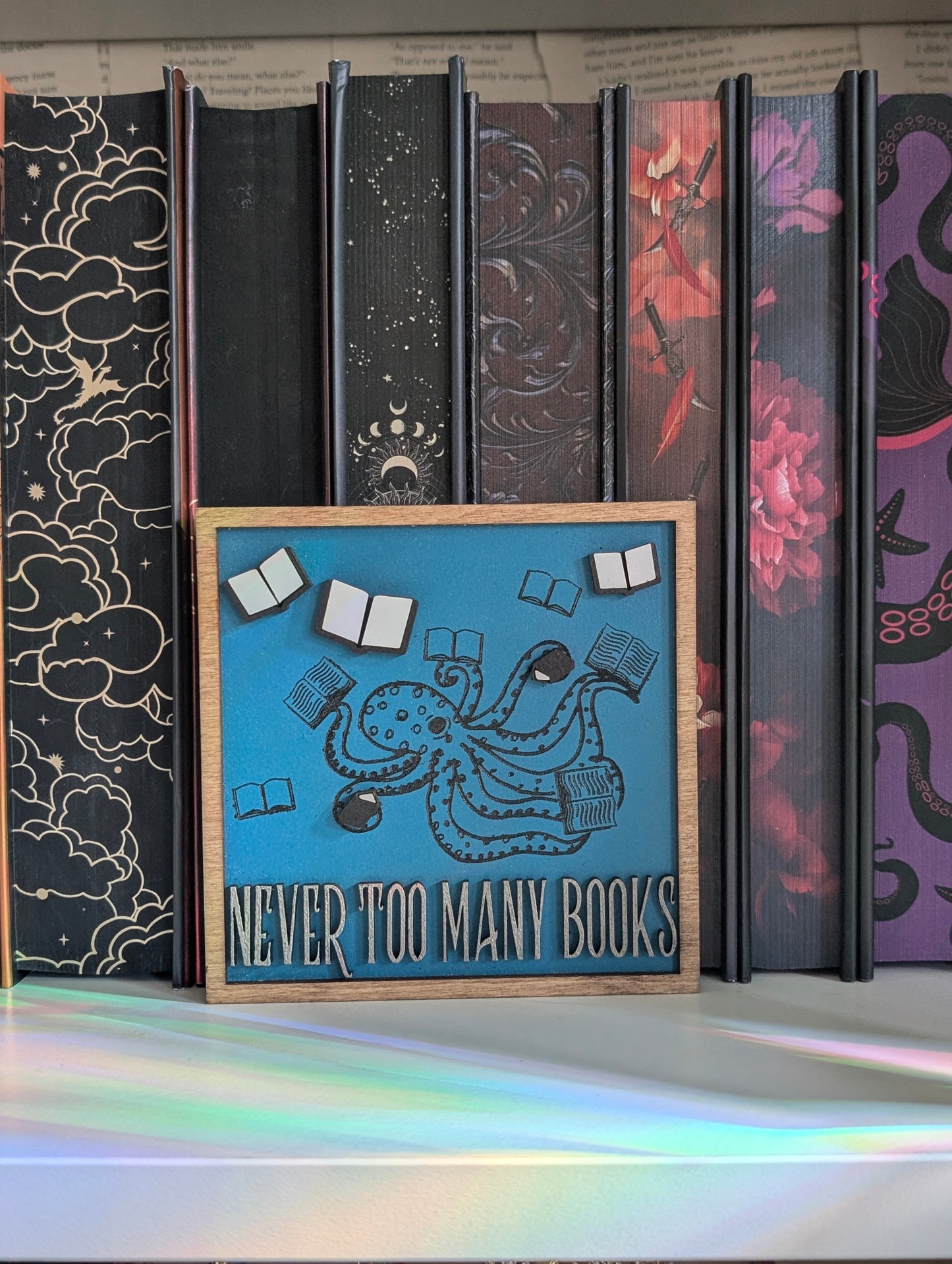 Never Too Many Books | Wooden Bookshelf Sign
