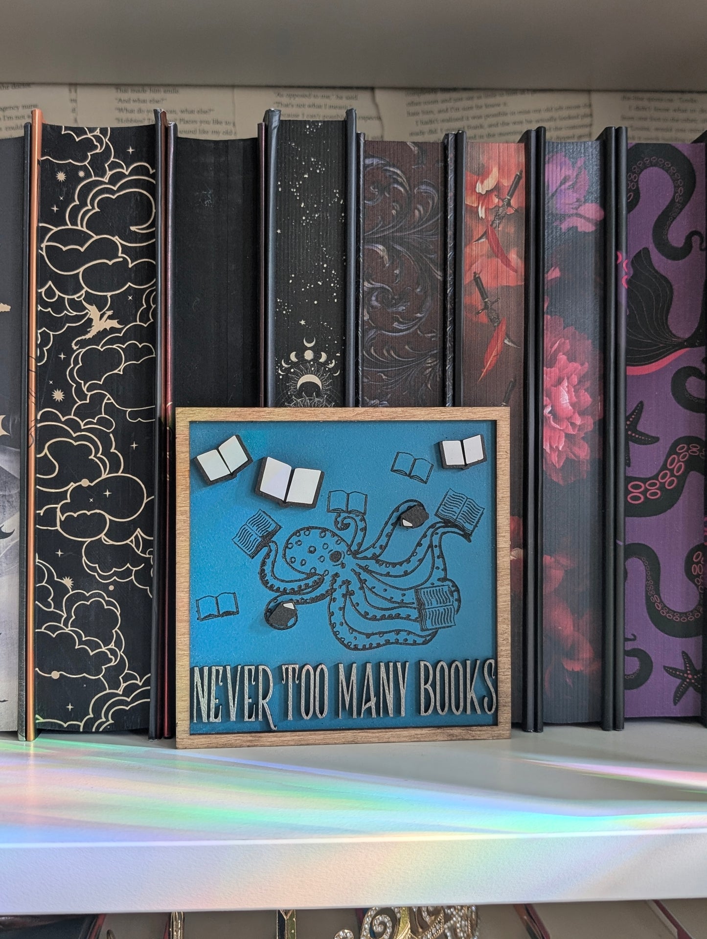 Never Too Many Books | Wooden Bookshelf Sign