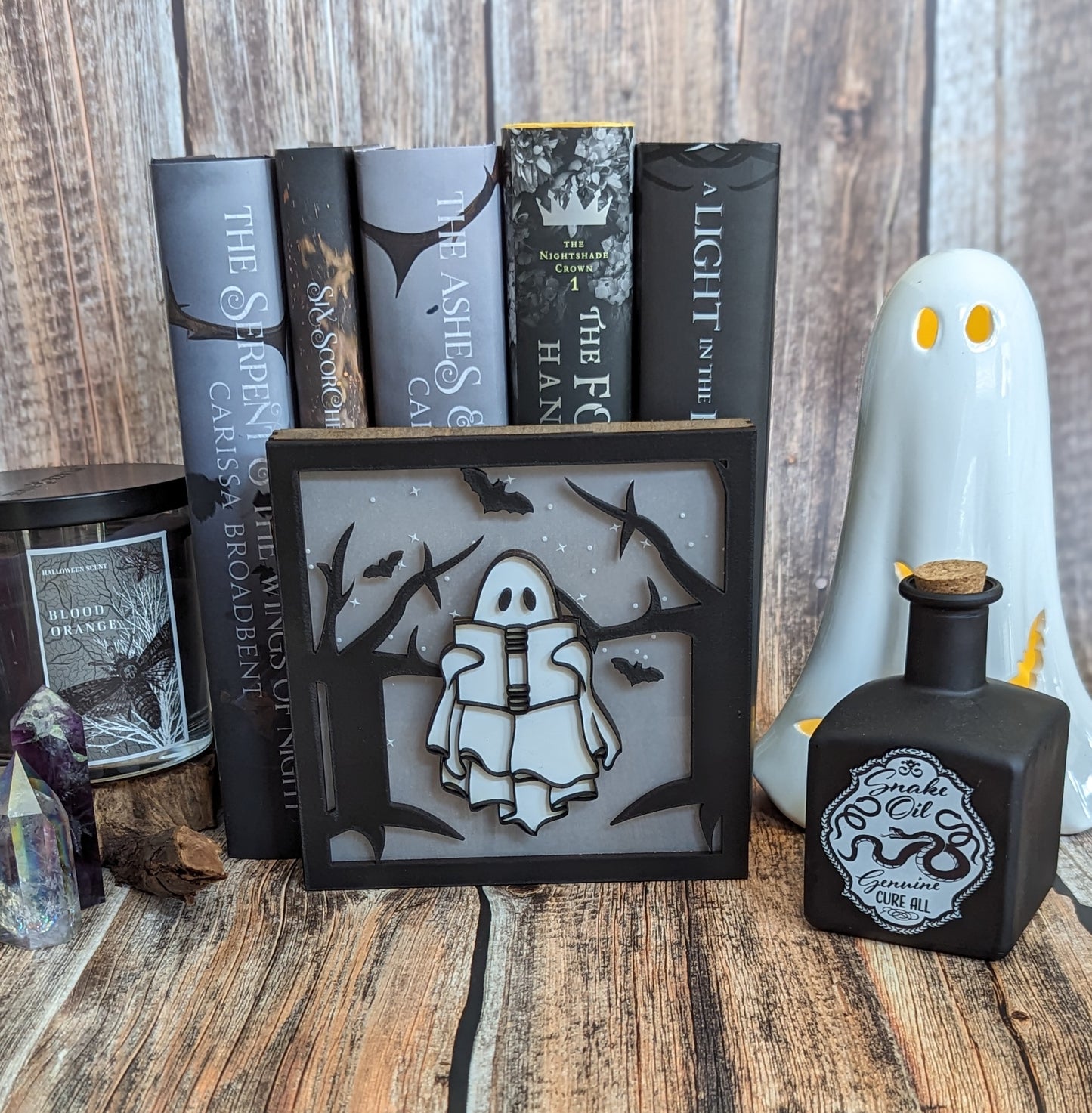 Reading Ghostie light up shelf sign - Quill & Cauldron