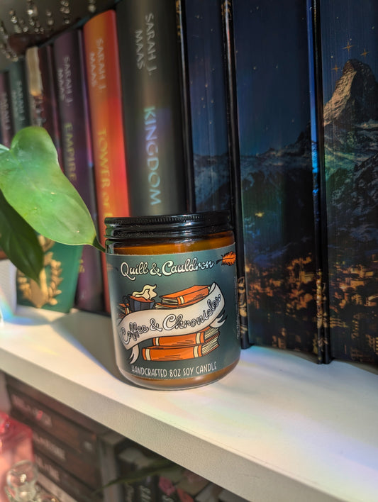 Coffee and Chronicles 8oz Wood Wick Soy Candle