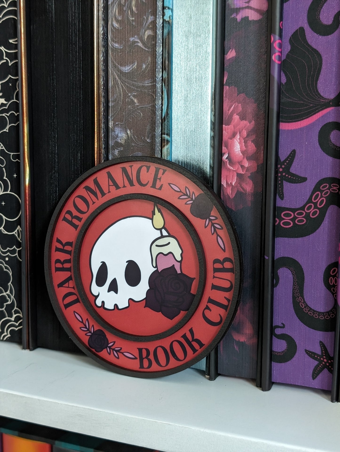 Dark Romance Book Club | Wooden Bookshelf Sign
