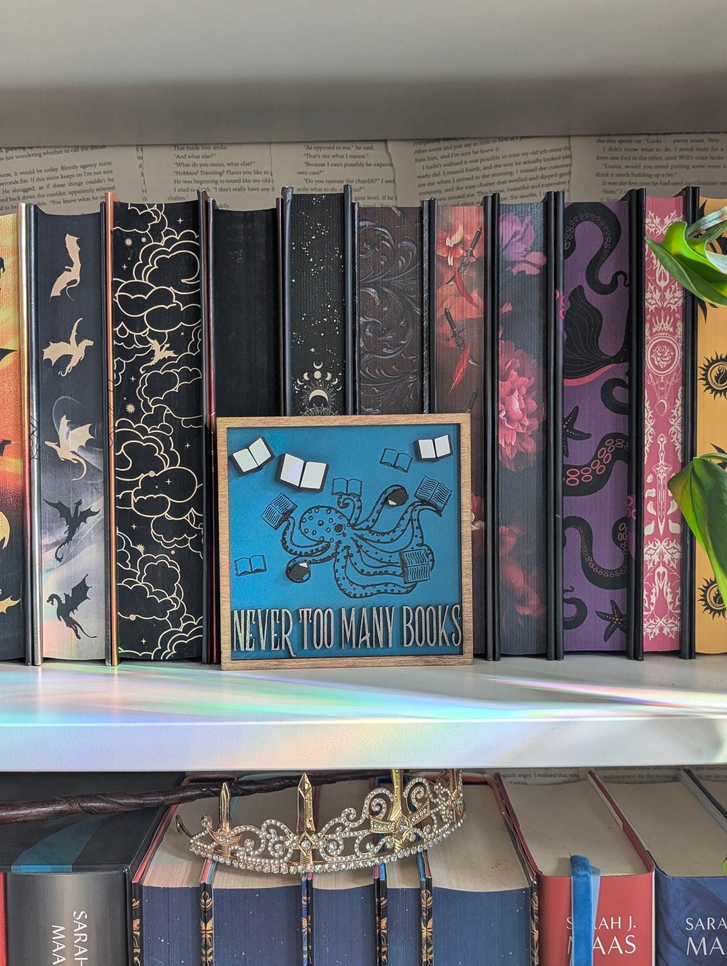 Never Too Many Books | Wooden Bookshelf Sign