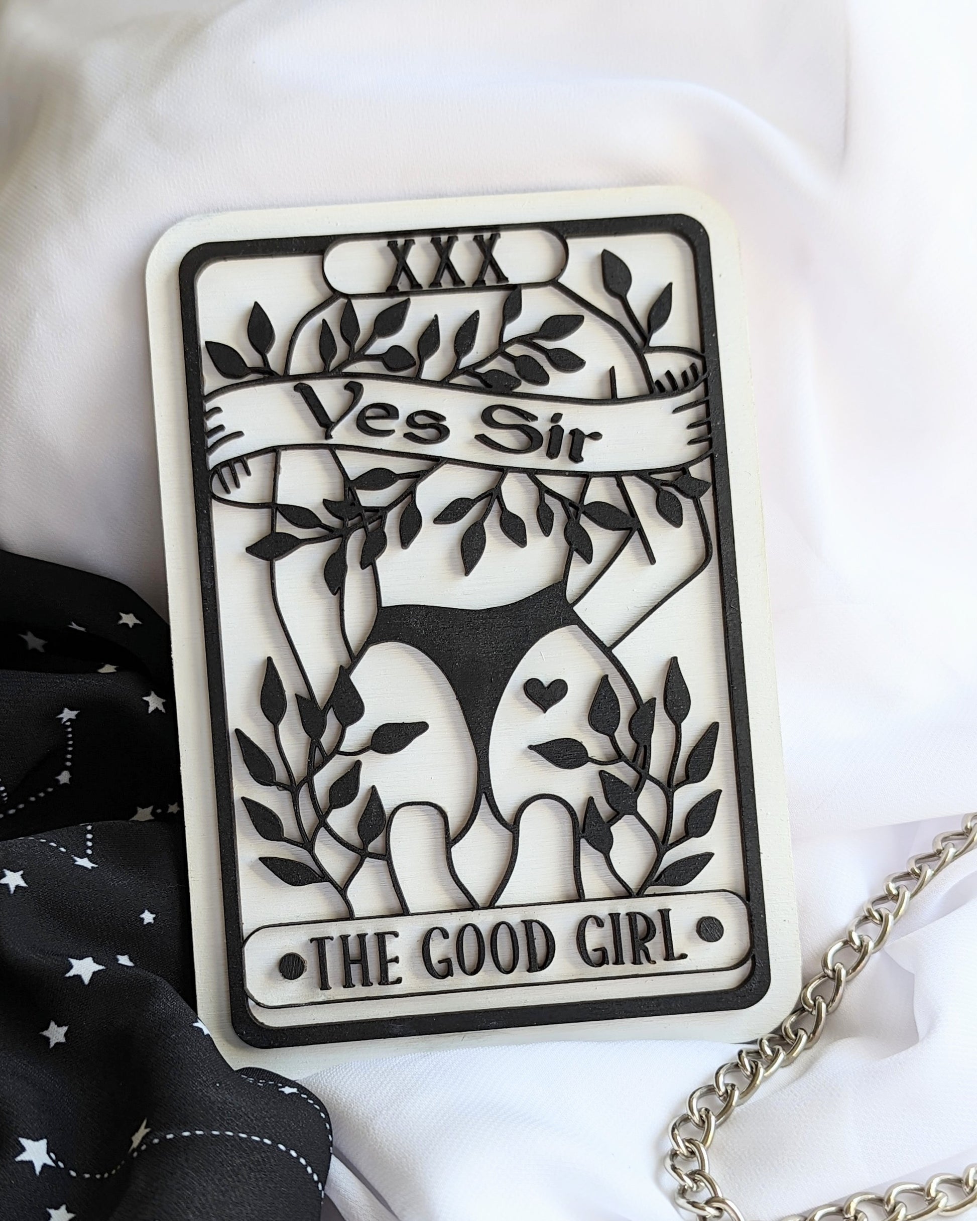 The Good Girl Tarot Card - Mini Wooden Bookshelf Decor - Shelf Sign - Quill & Cauldron