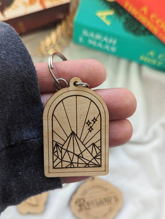 Velaris Mountains | Licensed ACOTAR wooden keychain - Quill & Cauldron