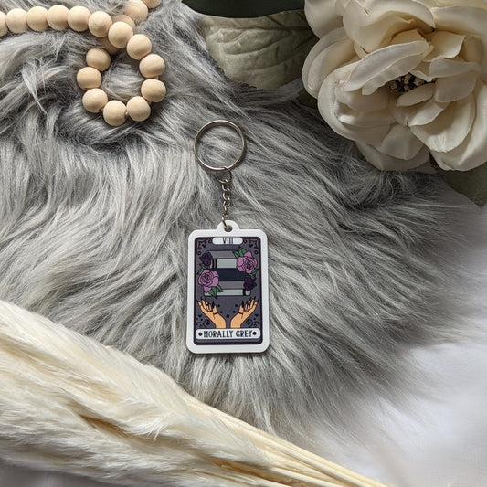 Morally Grey Tarot Card Acrylic Keychain for Romance Readers - Quill & Cauldron